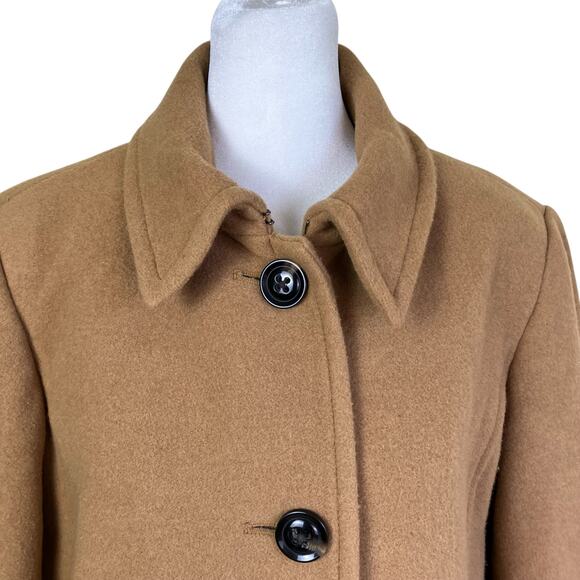 LANDS’ END Womens 16P Camel Wool Blend Mid-Length Peacoat Car Coat - Picture 5 of 16